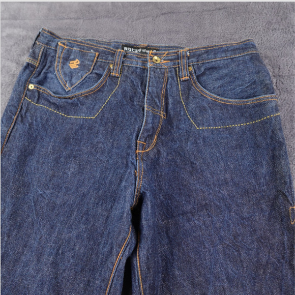 Rocawear‎ Jeans Mens 36 Blue Denim Straight Leg Embroidered Back Pocket Hip Hop - Picture 4 of 11
